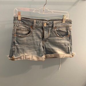 Light wash denim shorts